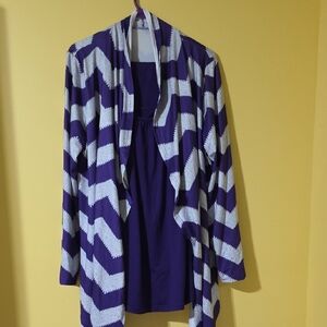 Purple and White Chevron Cardigan